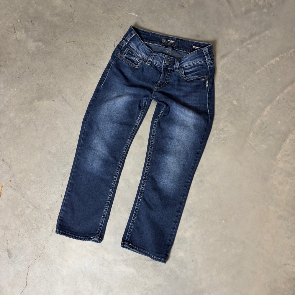 Silver Jeans Co Suki Mid Capri Jeans Women W28 L22.5 Dark Wash Y2K Denim Cropped